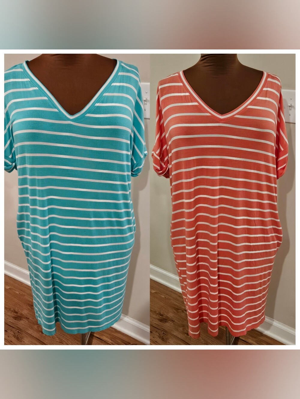 (2) Lounge/Casual Striped dresses 1X